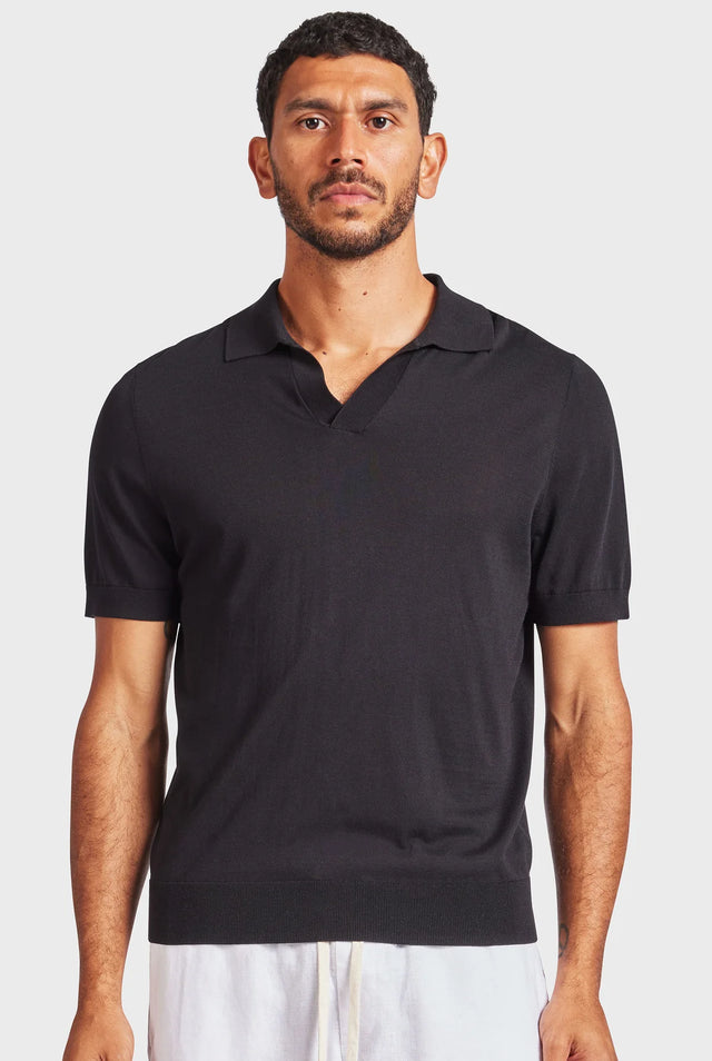 ACADEMY BRAND - Irvine Knit Polo - Black-Polo-Academy Brand-S-UPTOWN LOCAL