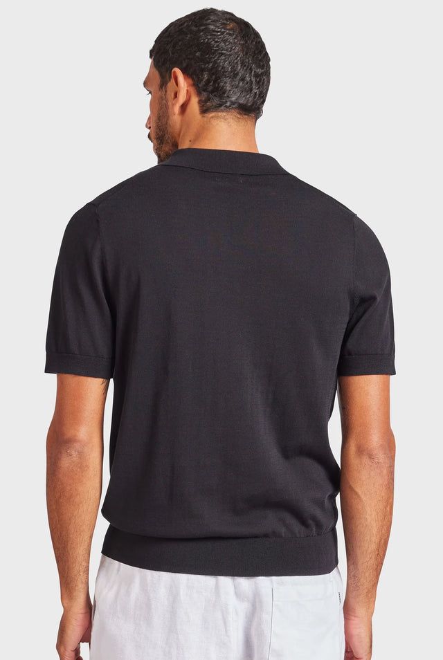 ACADEMY BRAND - Irvine Knit Polo - Black-Polo-Academy Brand-S-UPTOWN LOCAL