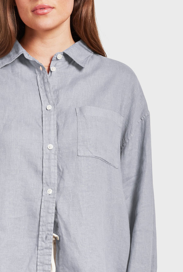 ACADEMY BRAND - Womens Hampton L/S Linen Shirt - Lavender Ash-Shirts & Tops-Academy Brand Womens-XS-UPTOWN LOCAL