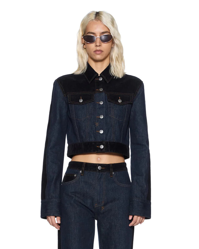 KSUBI - Slim Trucker Jacket Vixen Spliced - Black-Jackets-Ksubi-6/XS-UPTOWN LOCAL
