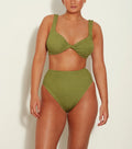 HUNZA G - Jamie Bikini Metallic Moss-Swimwear-Hunza G-UPTOWN LOCAL