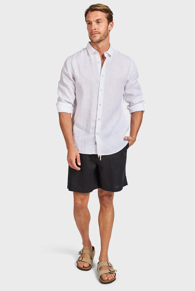 ACADEMY BRAND - Jeff Linen Short - Black-Shorts-Academy Brand-30-UPTOWN LOCAL