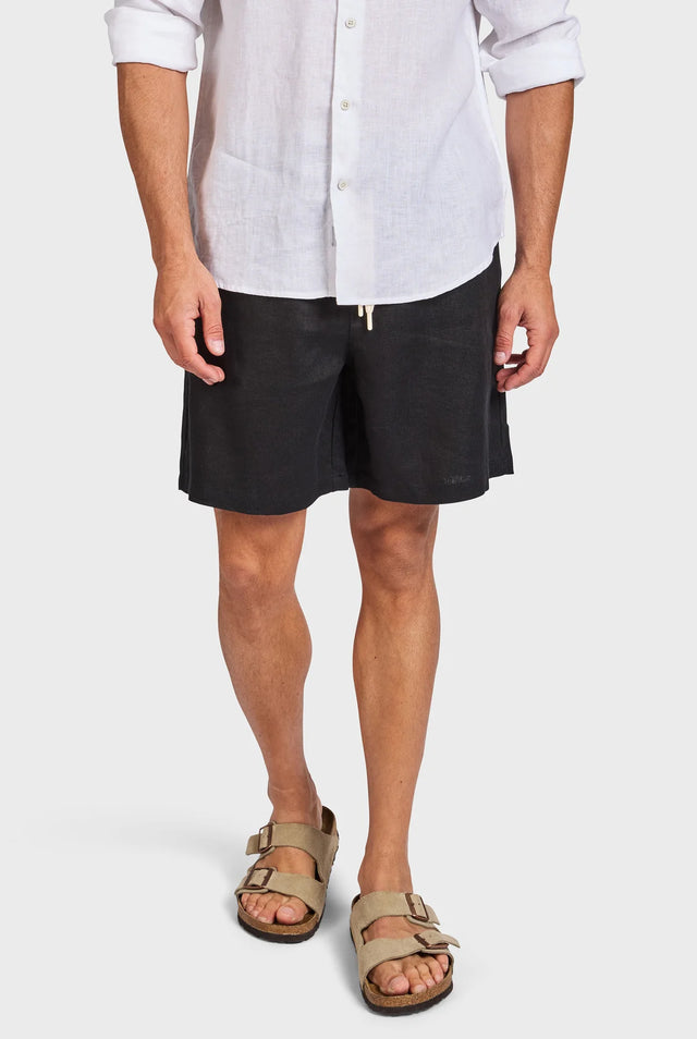 ACADEMY BRAND - Jeff Linen Short - Black-Shorts-Academy Brand-30-UPTOWN LOCAL