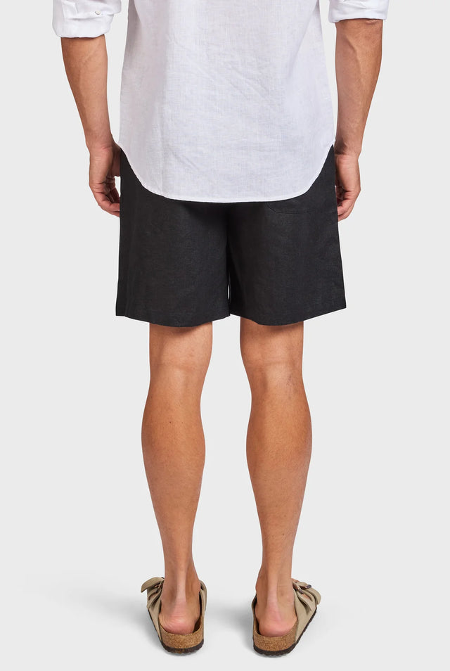 ACADEMY BRAND - Jeff Linen Short - Black-Shorts-Academy Brand-30-UPTOWN LOCAL