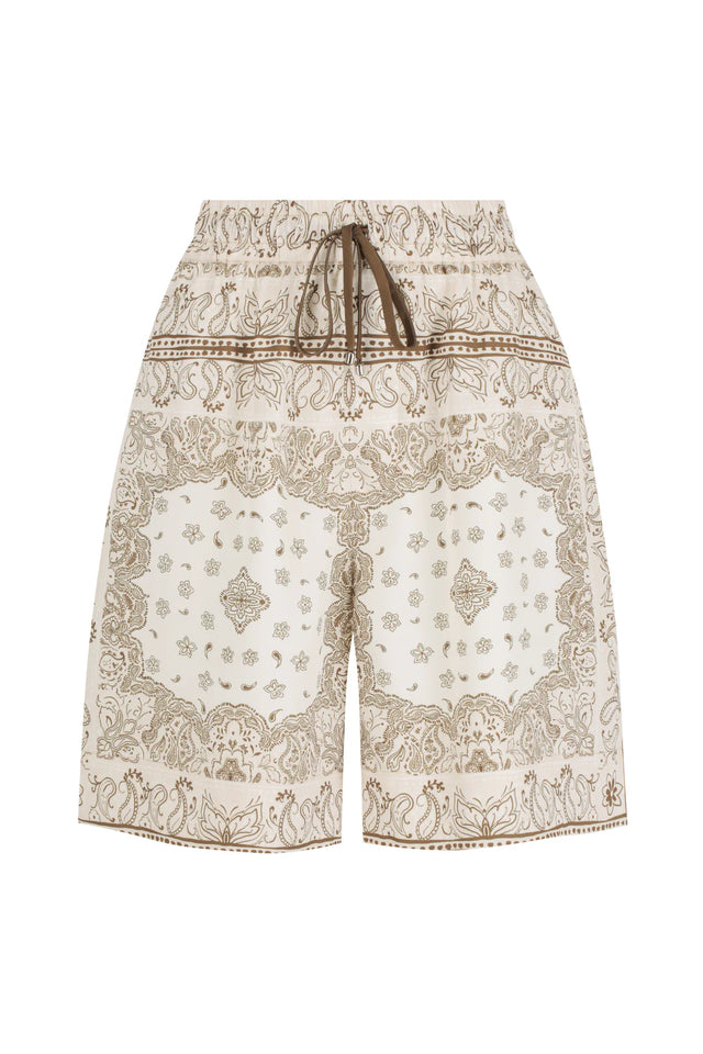 HANSEN & GRETEL - Laurel Relaxed Short - Beige Bandana-Shorts-Hansen and Gretel-XS-UPTOWN LOCAL