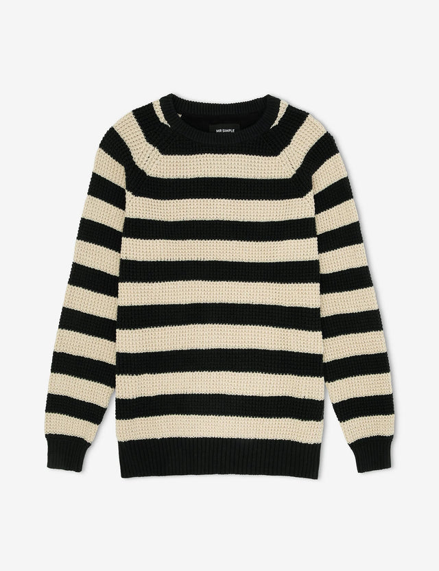 Stripe Knit - Black/Oatmeal Stripe-Jumpers-Mr. Simple-S-UPTOWN LOCAL
