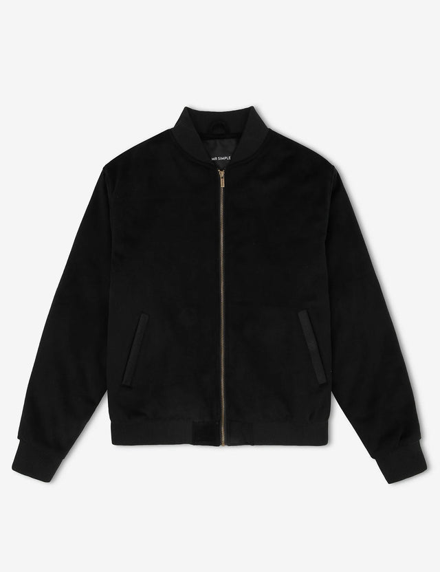 Wool Bomber Jacket - Black-Jackets-Mr. Simple-S-UPTOWN LOCAL