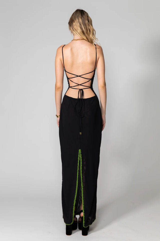 SOMETHING VERY SPECIAL - Black Solid Mesh Maxi Dress-T-Shirts-Something Very Special-XS-UPTOWN LOCAL