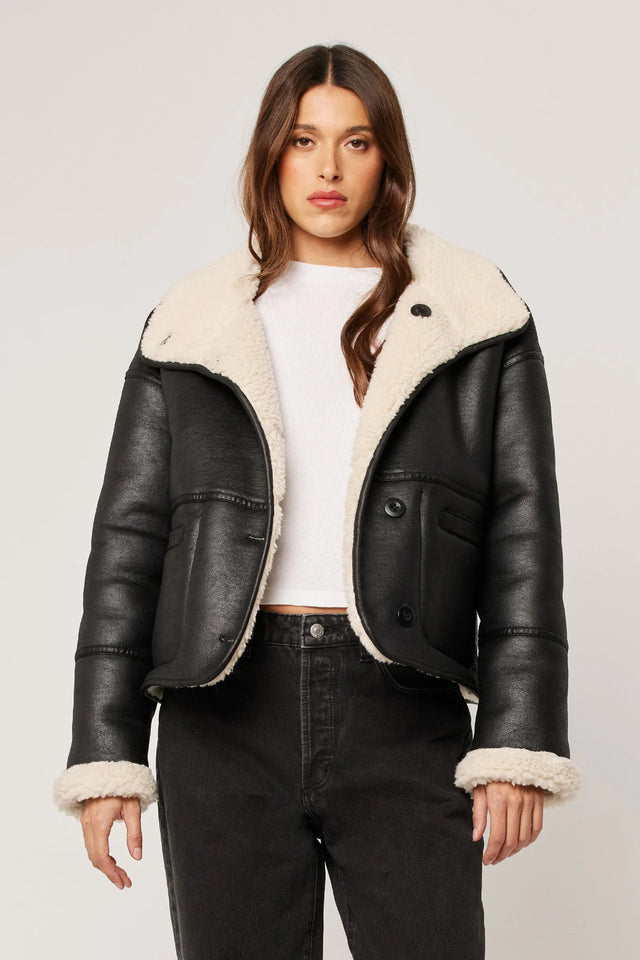 ROLLAS - Faux Shearling Jacket - Black