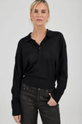 ROLLAS - Amelie Knit Polo - Black-Knitwear-Rolla's-6/XS-UPTOWN LOCAL