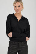 ROLLAS - Amelie Knit Polo - Black-Knitwear-Rolla's-6/XS-UPTOWN LOCAL