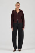 ROLLAS - Loom Cardigan - Dark Cherry-Knitwear-Rolla's-6/XS-UPTOWN LOCAL