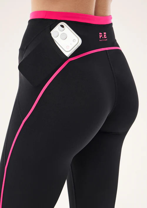 PE NATION - Rapid Pocket F/L Legging - Black / Cosmo Pink