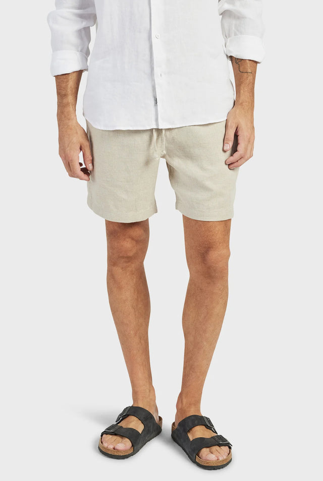 ACADEMY BRAND - Riviera Linen Short Oatmeal-Shorts-Academy Brand-30-UPTOWN LOCAL