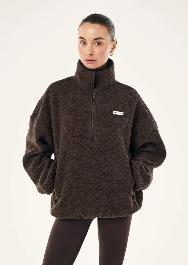 PE NATION - Rotate Quarter Zip - Coffee