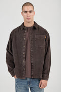 ROLLAS - Campus Chunky Cord LS Shirt - Dark Brown-Shirts & Tops-Rolla's-S-UPTOWN LOCAL