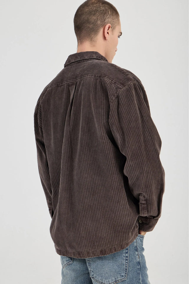 ROLLAS - Campus Chunky Cord LS Shirt - Dark Brown-Shirts & Tops-Rolla's-S-UPTOWN LOCAL