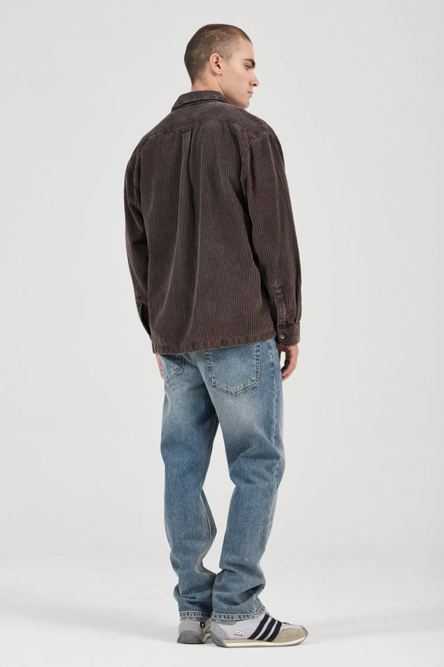 ROLLAS - Campus Chunky Cord LS Shirt - Dark Brown-Shirts & Tops-Rolla's-S-UPTOWN LOCAL