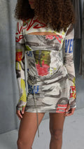 SOMETHING VERY SPECIAL - Graffiti Spliced Mini Dress-Dresses-Something Very Special-XS-UPTOWN LOCAL