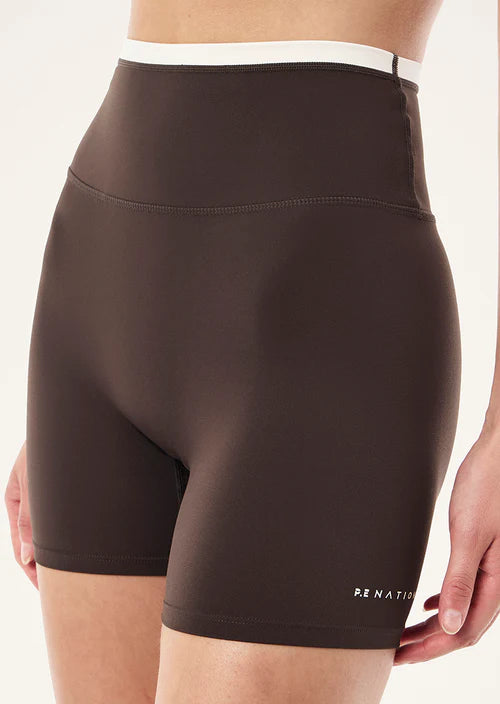 PE NATION - Stellar 5" Bike Short - Coffee / Whisper White