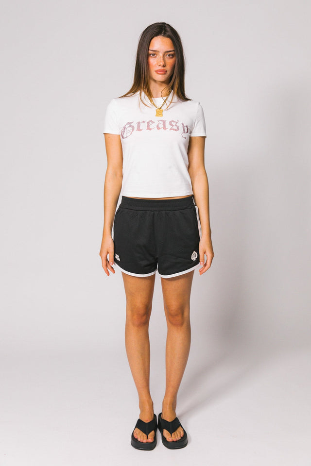 SOMETHING VERY SPECIAL - White Greasy Baby Tee-T-Shirts-Something Very Special-XS-UPTOWN LOCAL