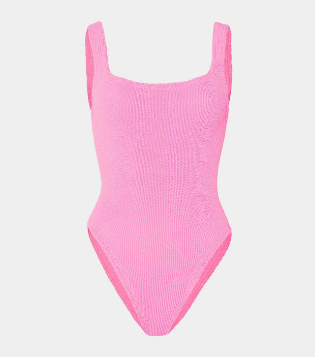 HUNZA G - Square Neck Swim Crinkle - Bubblegum-Swimwear-Hunza G-UPTOWN LOCAL