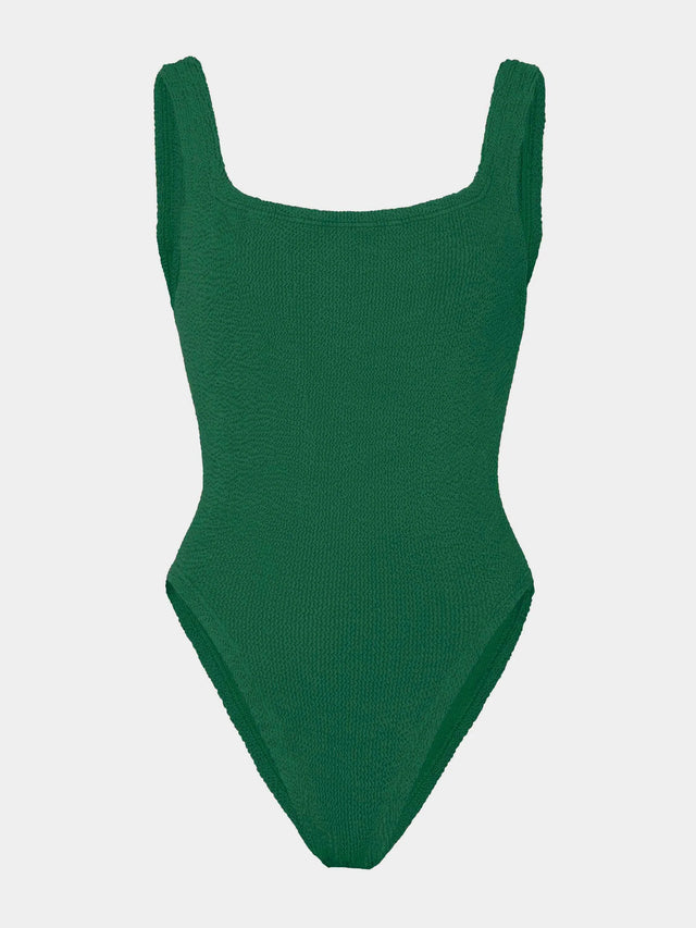 HUNZA G - Square Neck Swim Crinkle - Metallic Forest Green-Swimwear-Hunza G-UPTOWN LOCAL