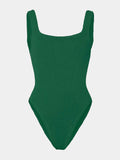 HUNZA G - Square Neck Swim Crinkle - Metallic Forest Green-Swimwear-Hunza G-UPTOWN LOCAL