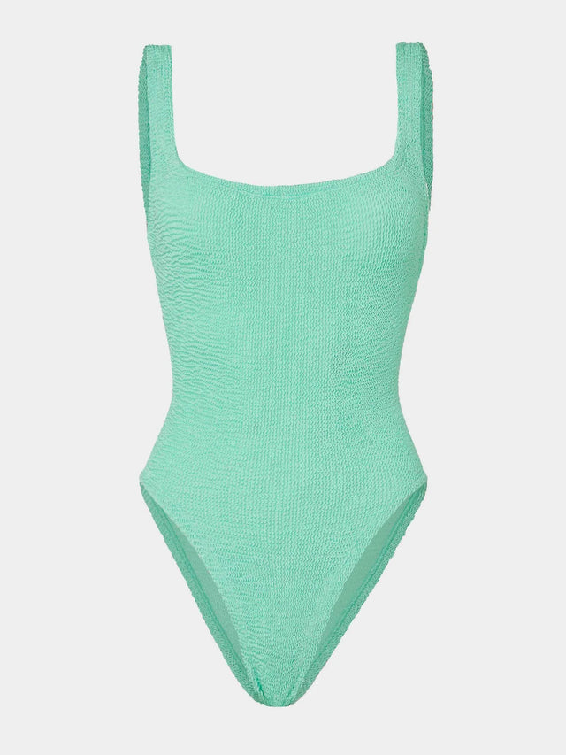 HUNZA G - Square Neck Swim Crinkle - Metallic Mint-Swimwear-Hunza G-UPTOWN LOCAL