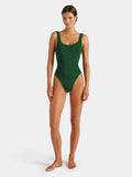 HUNZA G - Square Neck Swim Crinkle - Metallic Forest Green-Swimwear-Hunza G-UPTOWN LOCAL