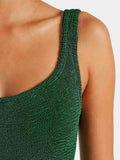 HUNZA G - Square Neck Swim Crinkle - Metallic Forest Green-Swimwear-Hunza G-UPTOWN LOCAL