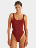 HUNZA G - Square Neck Swim Crinkle - Metallic Chestnut-Swimwear-Hunza G-UPTOWN LOCAL