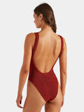 HUNZA G - Square Neck Swim Crinkle - Metallic Chestnut-Swimwear-Hunza G-UPTOWN LOCAL