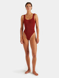 HUNZA G - Square Neck Swim Crinkle - Metallic Chestnut-Swimwear-Hunza G-UPTOWN LOCAL