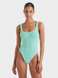 HUNZA G - Square Neck Swim Crinkle - Metallic Mint-Swimwear-Hunza G-UPTOWN LOCAL