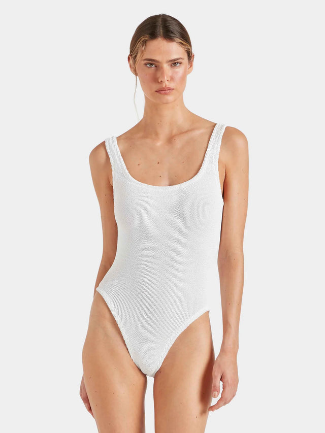 HUNZA G - Square Neck Swim Crinkle - White-Swimwear-Hunza G-UPTOWN LOCAL