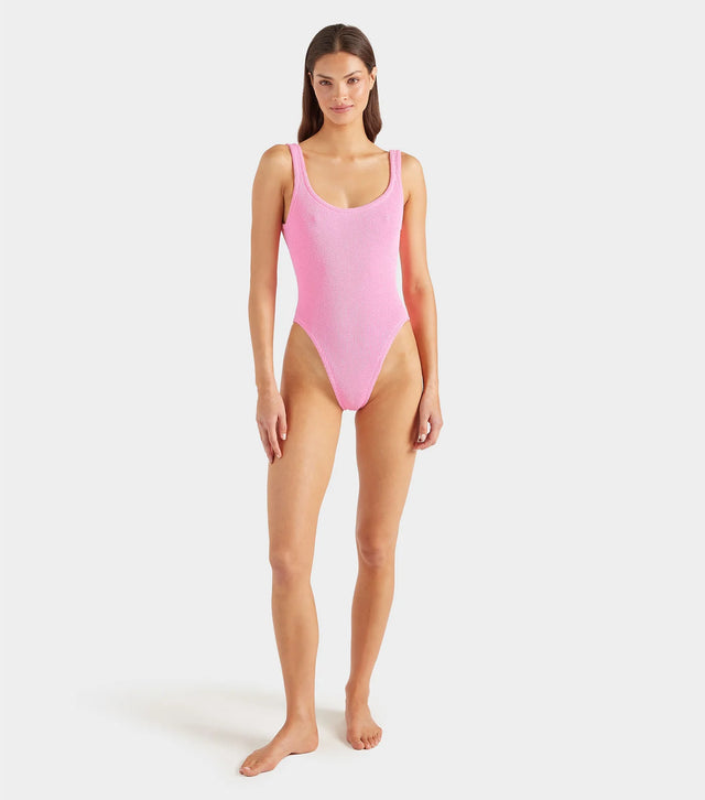 HUNZA G - Square Neck Swim Crinkle - Bubblegum-Swimwear-Hunza G-UPTOWN LOCAL