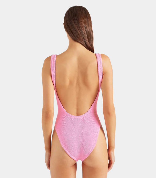 HUNZA G - Square Neck Swim Crinkle - Bubblegum-Swimwear-Hunza G-UPTOWN LOCAL