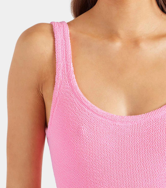 HUNZA G - Square Neck Swim Crinkle - Bubblegum-Swimwear-Hunza G-UPTOWN LOCAL
