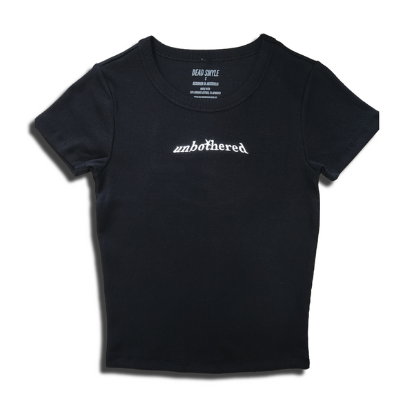 DEAD SMYLE - Unbothered Baby Rib Tee - Nero / Blanco-T-Shirts-Dead Smyle-S-UPTOWN LOCAL