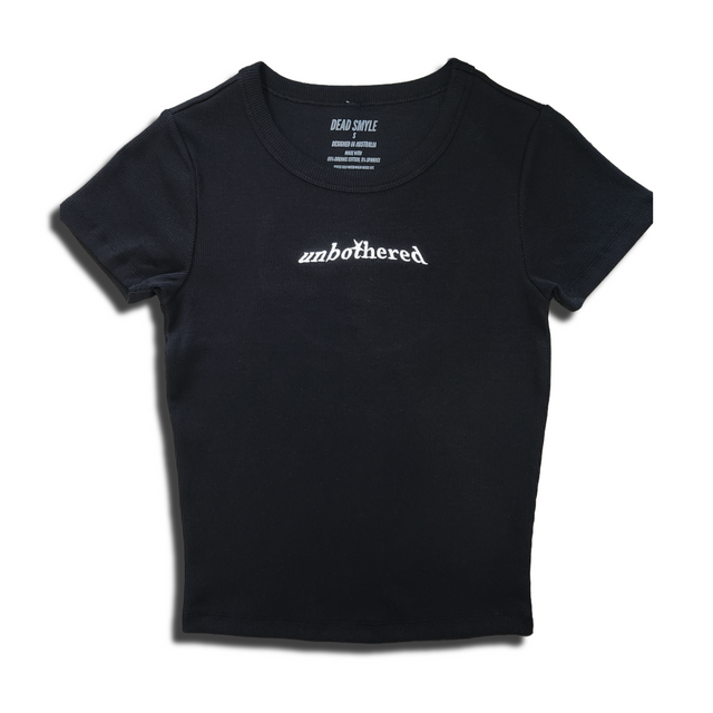 DEAD SMYLE - Unbothered Baby Rib Tee - Nero / Blanco-T-Shirts-Dead Smyle-S-UPTOWN LOCAL