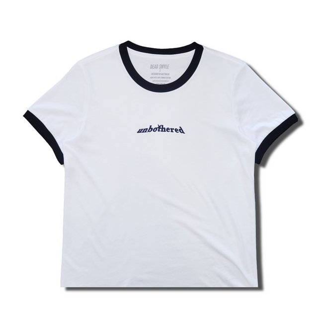 DEAD SMYLE - Unbothered Ringer Tee - Blanco / Nero-T-Shirts-Dead Smyle-XS-UPTOWN LOCAL