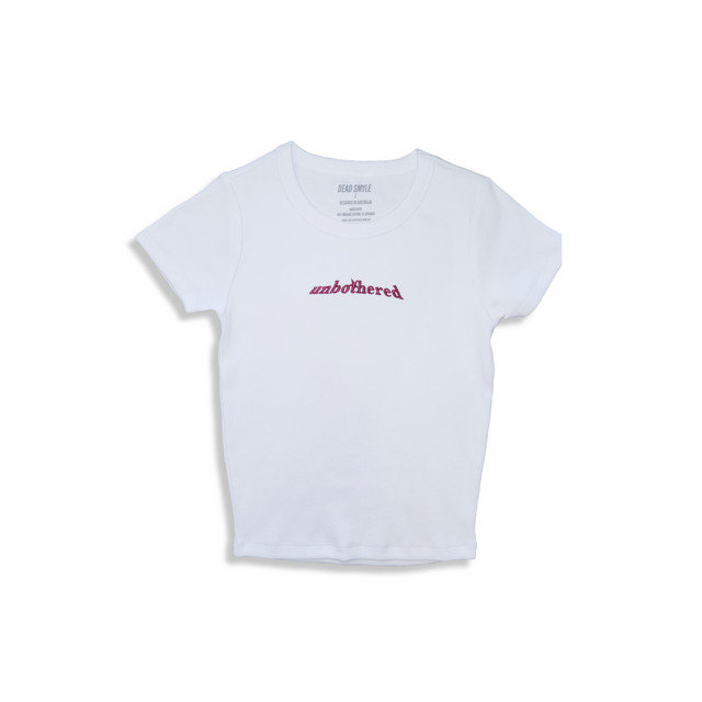 DEAD SMYLE - Unbothered Baby Rib Tee - Blanco / Merlot-T-Shirts-Dead Smyle-S-UPTOWN LOCAL