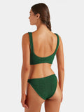 HUNZA G - Xandra Bikini Crinkle - Metallic Forest Green-Swimwear-Hunza G-UPTOWN LOCAL