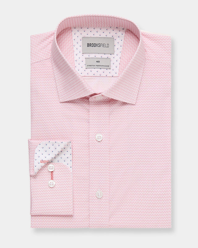 Brooksfield BFC2657 Stretch Performance Regular Fit Shirt in Pink — front view