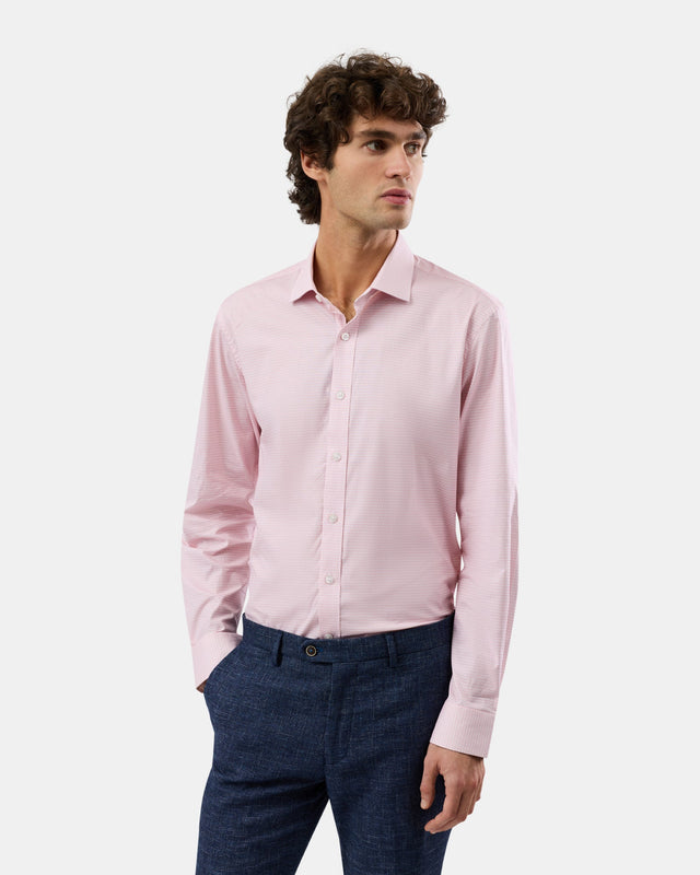 Brooksfield BFC2657 Stretch Performance Regular Fit Shirt in Pink — model view