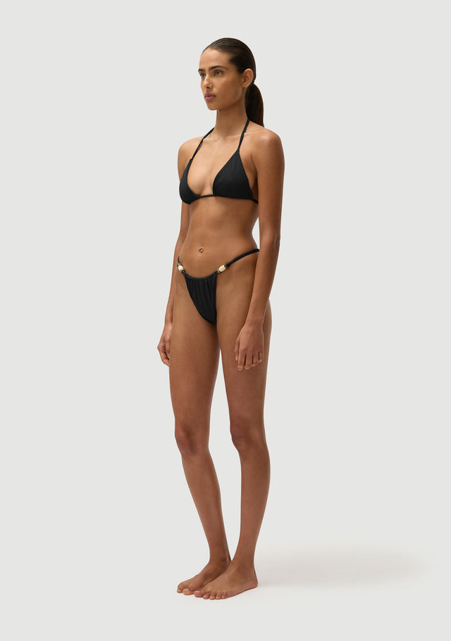 Fella Swim Giuseppe Stone Beads Bikini Bottom in Noir – official model view 2