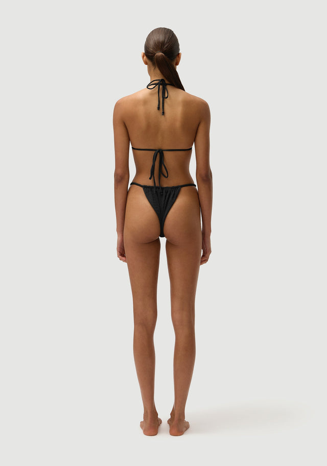 Fella Swim Giuseppe Stone Beads Bikini Bottom in Noir – official model view 4