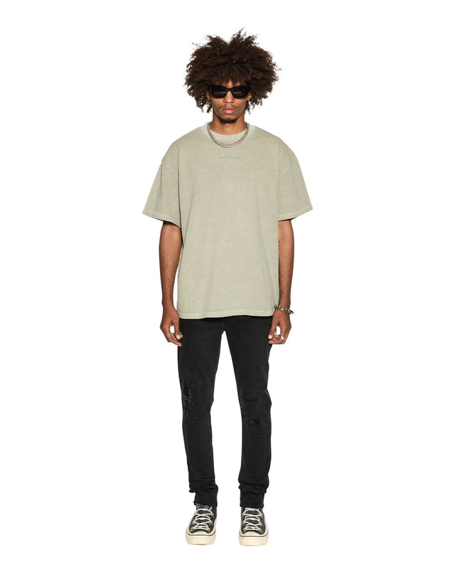 Ksubi SOTT Ekcess SS Tee Outback Khaki — Front modeled full length view