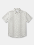 Mr Simple Rustler Textured Short Sleeve Shirt - Vintage White Multi Stripe - view 1